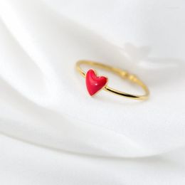 Wedding Rings Red Heart 925 Sterling Silver Sweet Summer Opening Single Ring Jewelry For Women Girl