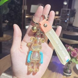 Party Favour Electroplated bear keychain pendant Acrylic cute doll car key mobile phone book bag pendant small gift wholesale