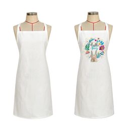 Sublimation Apron Blank Kitchen Aprons with Lace Unisex White Cooking Kitchen Pinafore for Restaurant Home Crafting RRC144