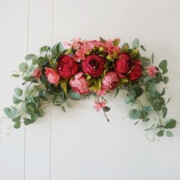 Decorative Flowers Korean 75cm Artificial Wedding Wall Arch Backdrop Lintel Decor Supplies Fake Silk Rose Row Table Centrepiece Arrange