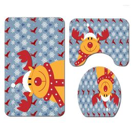 Toilet Seat Covers Marry Christmas Cartoon Three-piece Set 3D Printed Bathroom Pedestal Rug Lid Cover Bath Mat Drop 03