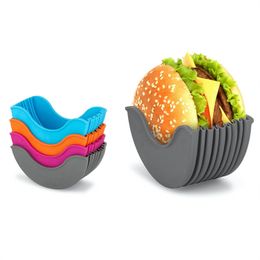 Retractable Burger Holder Reusable Silicone Hamburger Sandwich Holders Container Suitable for Burger Lovers