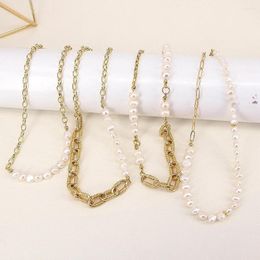 Pendant Necklaces 3PCS Fashion Women's Necklace Simple Classic Freshwater Pearl And Metal Chain Link 2022 Trend Party Gifts