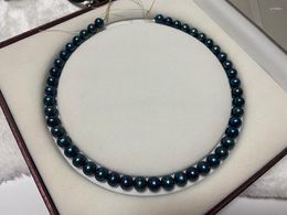 Chains Natural Elegant 9-10mm South Sea Genuine Black Green Round Scarce Pearl Necklace For Women Fine Jewellery Party