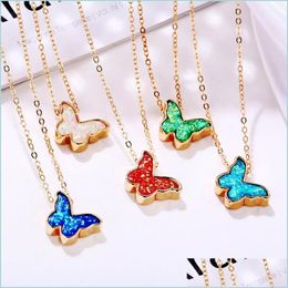 Pendant Necklaces Cute Butterfly Pendant Necklace For Women Cocktail Party Statement Street Style Korean Fashion Jewellery Gifts Drop Dhgq2