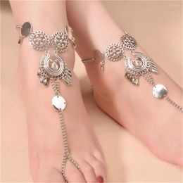 Anklets Fashion Ethnic Hollow Flower Tassel Sandals Foot Chain Barefoot Beach Anklet