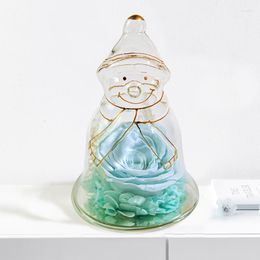 Decorative Flowers Christmas Gifts Snowman Figurine Preserved Rose In Glass Dome Eternal Forever Wedding Birthday Valentine Girls Gift