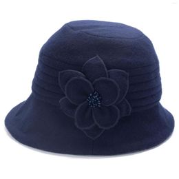 Berets Lawliet Winter Hat For Women 1920s Gatsby Style Flower Warm Wool Beret Cap Beanies Cloche Bonnet Fedoras A299