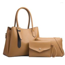 Evening Bags Casual Pu Leather Women Handbags Shoulder Designer Ladies 3 Pieces Set Crossbody For Tote Messenger Bag