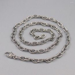 Chains Pure 925 Sterling Silver Necklace Width 5mm Square Oval Pattern Link Chain 55cm / 34-35g For Man Gift