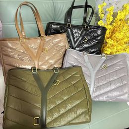 designer tote handbag women down handbags Luxury Plaid Leather Handbag Classic Letter Printing Cotton Shoulder Holiday Beach Tote Bags 221017