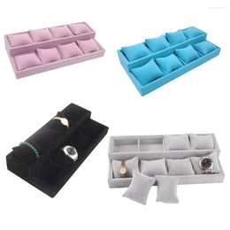 Jewellery Pouches 8 Grids Watch Display Box With Soft Pillow Holder Bracelet Chain Earring Storage Tray Ring Organiser Showcase