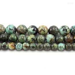 Beads Natural Stone African Turquoise Round Loose Strand 4/6/8/10/12MM 15Inch For Jewelry DIY Making Necklace Bracelet