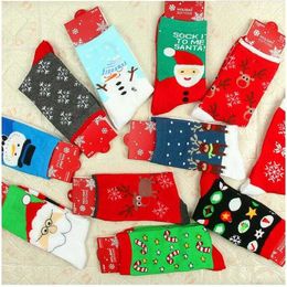 Socks Christmas socks women elk snowflake Snowman bell green stick Bluebird dot female cotton spring autumn holiday middle tube adult cartoon