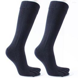 Men's Socks Fashion 5 Pairs Large Size Business Men Quality Grey Black Stripe High Cotton Pure C0e7