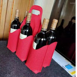 Gift Wrap 1PCS Red Brown Four Six Bottles Thickened Hair Felt Bag Wine Beverage Packaging Party Wedding Favorite Handle Bags