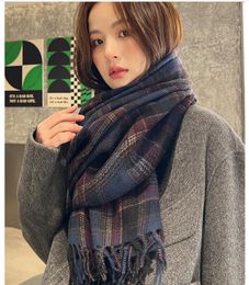 10PCS autumn winter SPRING woman wool spinning scarf ladies shawl Multicolored gingham checks kerchief man 70x180cm scarf female shawl thickened warm fringe neck