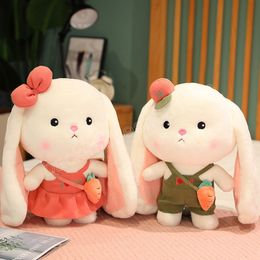 28/40CM Kawaii Rabbits Wears Overall Plush Dolls Cute Long Ears Rabbit Pillow Peluche Toys for Children Kids Birthday Gift