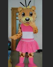 High quality hot a girl panther mascot costume with pink dress for adult to wear