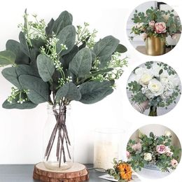 Decorative Flowers 18 Pcs Artificial Eucalyptus Leaves Stems Simulation Plants For Wedding Holiday Greenery Decoration Indoor Diy Vase
