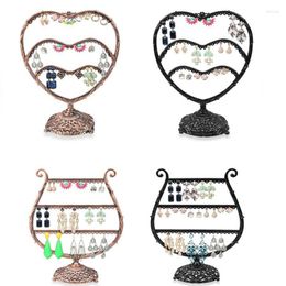 Jewelry Pouches 56/58 Holes Retro Organizer Stand Metal Earring Holder Pesentoir Fashion Earrings Display Rack Etagere