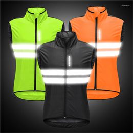 Racing Jackets WOSAWE High Visibility Cycling Vest Reflective MTB Sleeveless Windproof Windbreaker Bike Bicycle Jersey Safety Wind Coat