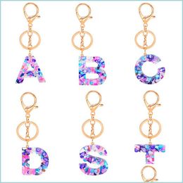 Keychains Lanyards Letter Keychain Trendy Creative Colorf 26 English Initial Resin Handbag Keyring Accessories For Women Gift Drop Dhns0