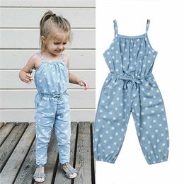 Rompers Kids Baby Girls Overalls Sleeveless Backless Romper Toddler Girl Jumpsuit Polka Dot Pants Summer Clothing 25T J220922