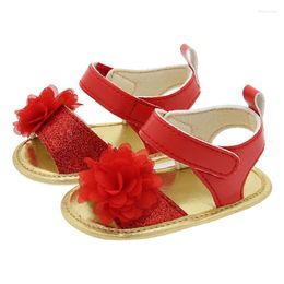 First Walkers Rubber Sheet Soft Bottom Red Flower Baby Shoes Summer Kids Walker Toddler Sk617