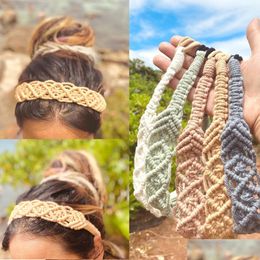 Headbands Cotton Creative Headbands New Fashion Synthetic Braided Hairband Elastic Twist Princess Hair Accessories Drop Delivery 202 Dhjau