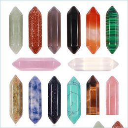 Party Favor Natural Crystal Stone Pendant Party Favor Hexagonal Column Gem Diy Fashion Jewelry Accessories 32X8Mm Drop Delivery 2022 Dh2Hz