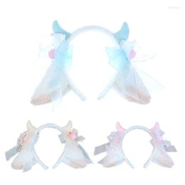 Party Supplies Lolita Headwear Sheep Ear Headband Girl Sweet Plush Hair Bands Horn Bows Decor Cosplay Hoop