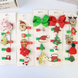 Baby Barrettes Christmas Children's Hair Clip Set Of Five Snowman New Girl's Fashion Bow Edge Hairpin Cute Girl Accessories Factory Direct Price Concessions