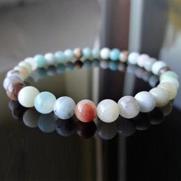 MG1190 6 MM Genuine AMAZONITE Bead Bracelet For Men Fashion Yoga Mala Men's Bracelet346n