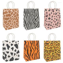 Gift Wrap 5Pcs Animal Tiger Zebra Printed Paper Candy Bags Kids Birthday Party Baby Shower Packing Jungle Safari Decor Supplies