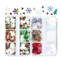 Nail Glitter Christmas Art Stickers Decals Snowflakes DIY Manicure Box 3D Drop
