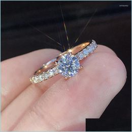 Wedding Rings Wedding Rings Sparkly Cubic Zirconia Classic For Women Gold Colour Engagement Female Jewellery Anel Giftwedding Brit22 Dr Dho0T