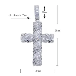 New styles silver cross pendant necklace with cz paved hip hop necklaces jewery with rope chain tennis chains for women men punk styes drop ship