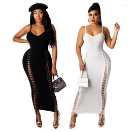 Casual Dresses 2022 Summer Women's Female Clothing Sexy Halter V-neck Long Bodycon Small Pit Striped Hip Wrap Dress