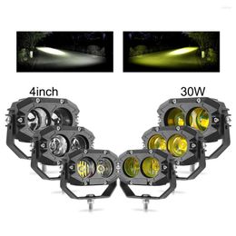 Curtain 4 Inch Cube Work Light Yellow Spot Flood Beam Car Offroad Truck Bumper LED Fog Driving For ATV UTV