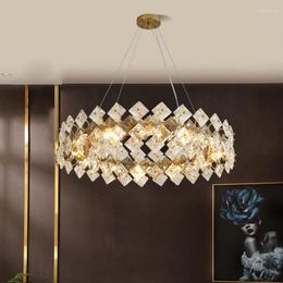 Chandeliers Luxury Crystal Chandelier For Rund Dining Room Modern Smoky Grey Lamp Kitchen Island Cabinet Hanging Light Fixtur