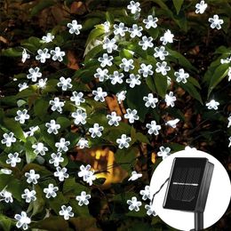 Garden Decorations 10M7M Solar String Christmas Lights Outdoor 1005020LED 8Mode Waterproof Flower Blossom Lighting Party Home Decoration 221025