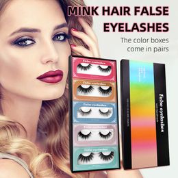 100% handmade 16 styles mink hair false eyelashes with color boxes multi-layer 3D effect natural & super soft with transparent proof cover