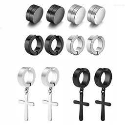 Backs Earrings 6 Pairs Magnetic Stud Stainless Steel Non Pierced Ear Clips For Men Women Cross Dangle Unisex