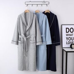 Men's Sleepwear Winter Cotton Robe Bathrobe For Men Solid Laple Air Thick Warm Kimono Nightgown Loose Pyjamas Homewear Clothes