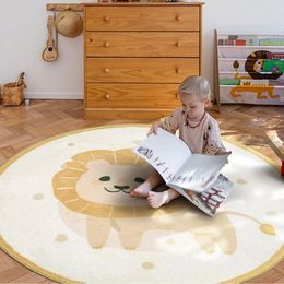 Carpets Fluffy Carpet For Living Room Soft Baby Rug Plush Kids Nursery Lion Cartoon Play Mat Children Round Bedroom Rugs