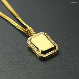 Pendant Necklaces Army Brand Iced Out Bling Brass Pendant&Necklace Mirco Pave Prong Setting For Men Hip Hop Jewellery BP026