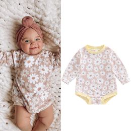 Rompers Baby Girls Romper Spring Autumn Infant Newborn Long Sleeve Floral Print Jumpsuit Cotton Clothes Outfits J220922