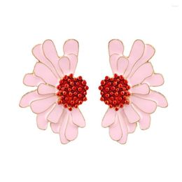 Stud Earrings Fresh Daisy Flower Drip Oil Zinc Alloy Fashion Jewellery Europe America Women Earwear Gift