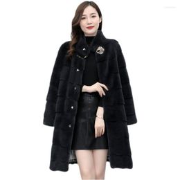 Women's Fur Long Faux Coat Female Clothing Mink High Quality Luxury Winter Jacket Women 2022 Slim Fashion Tops Plush Black Parkas